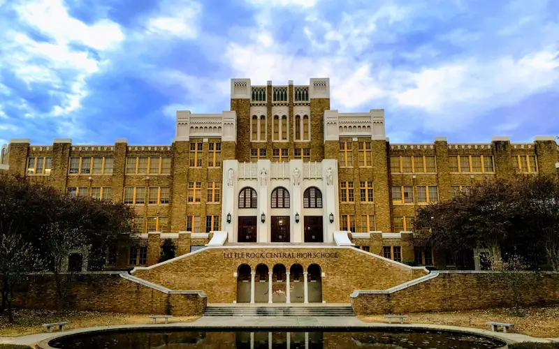 The front facade of Little Rock Central High School