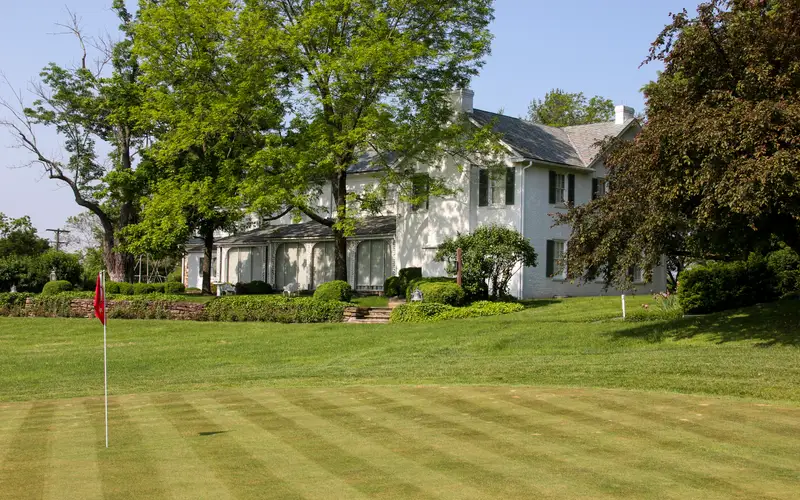 The Eisenhower home with Ike's putting green in the foreground