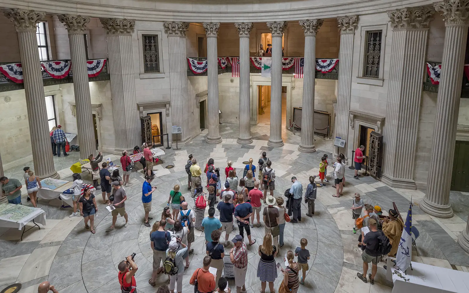 “Large crowd inside the rotunda of Federal Hall National Memorial”