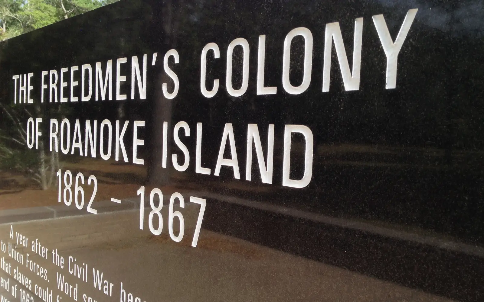 Back of the monument commemorating the Roanoke Island Freedmen's Colony