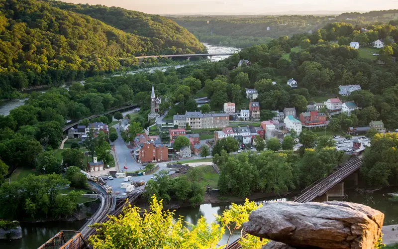View of Lower Town Harpers Ferry as seen from Maryland Heights