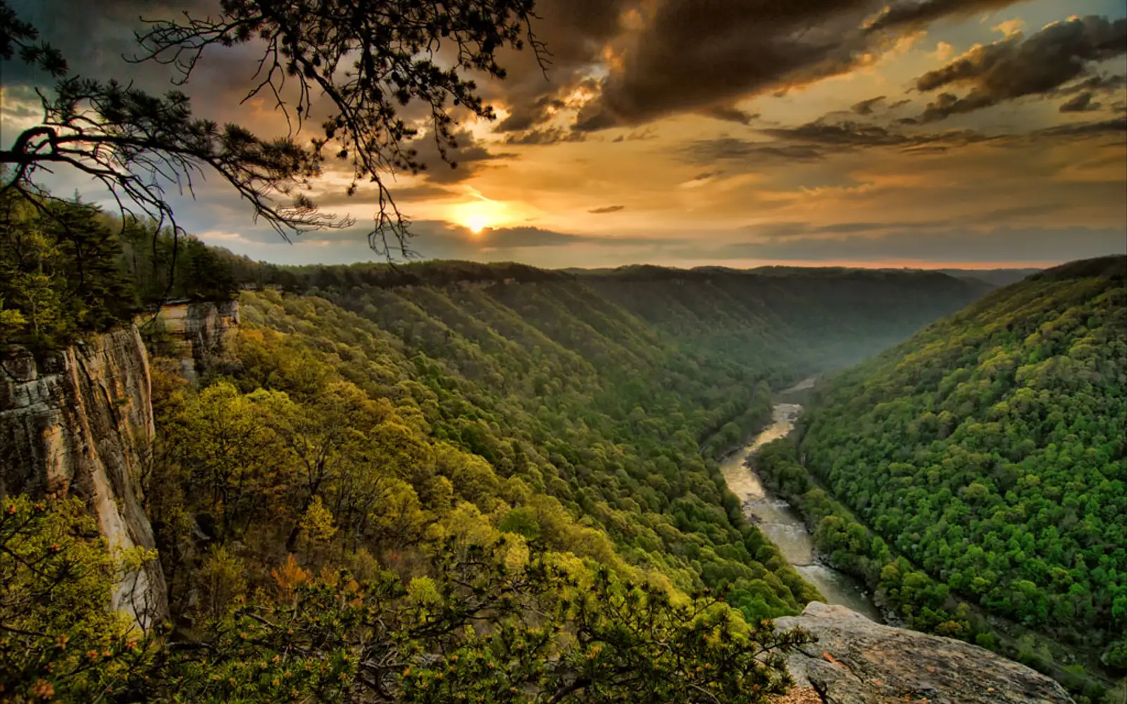 sun rising over the New River Gorge