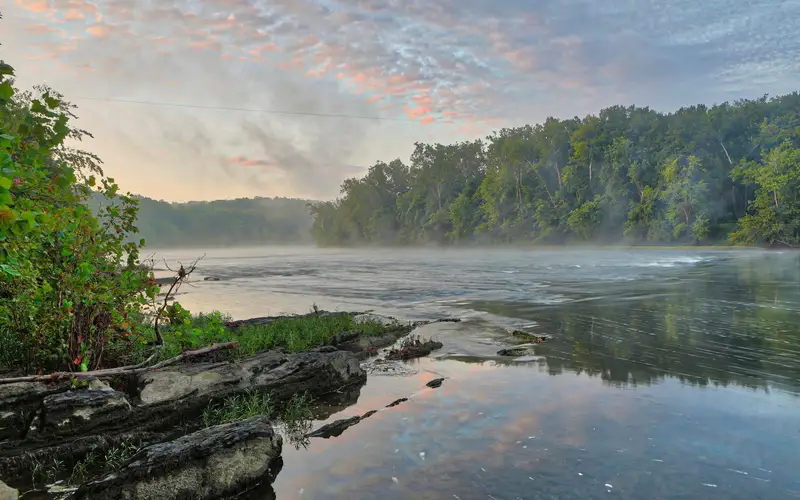 sunset over a river