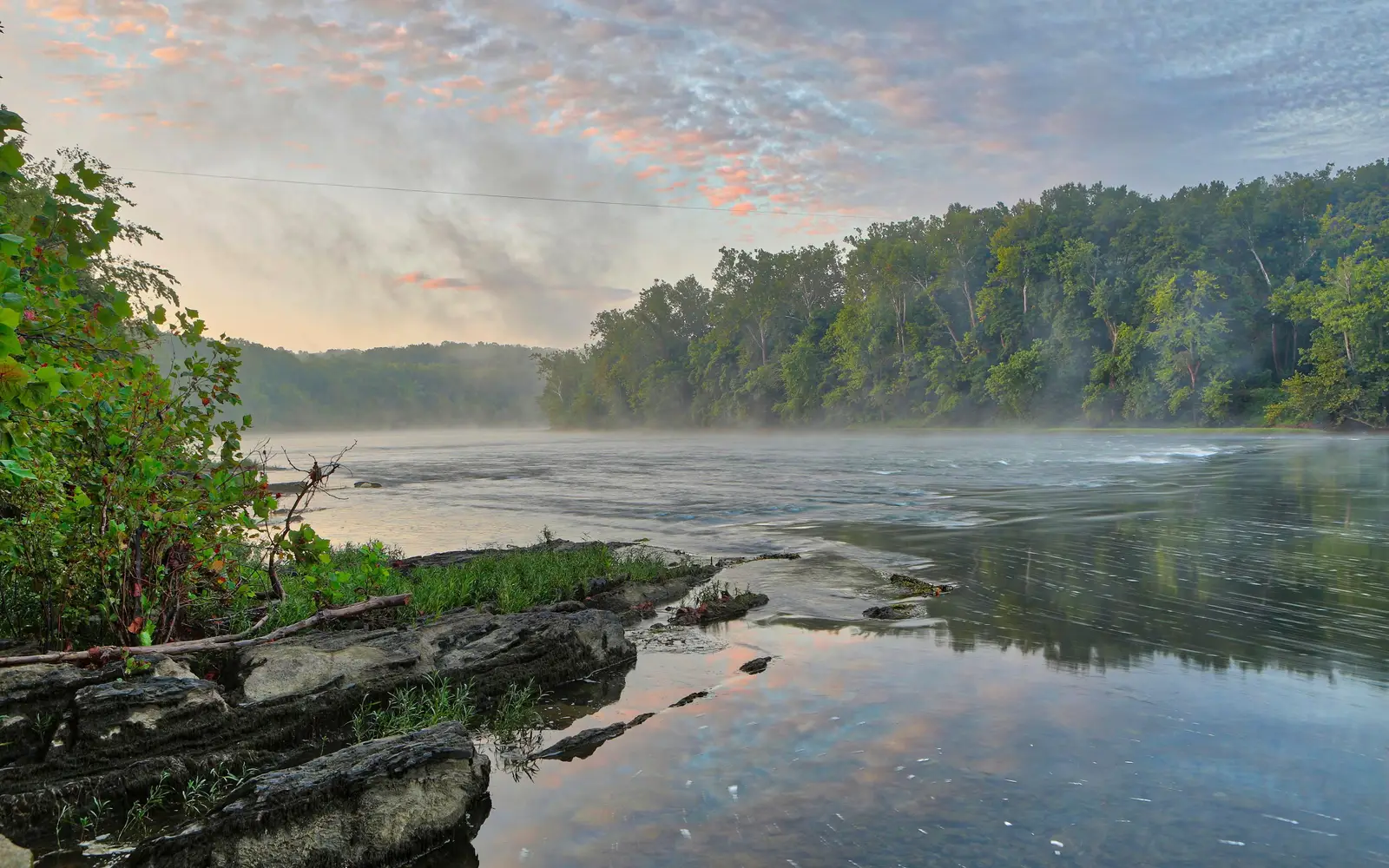 sunset over a river