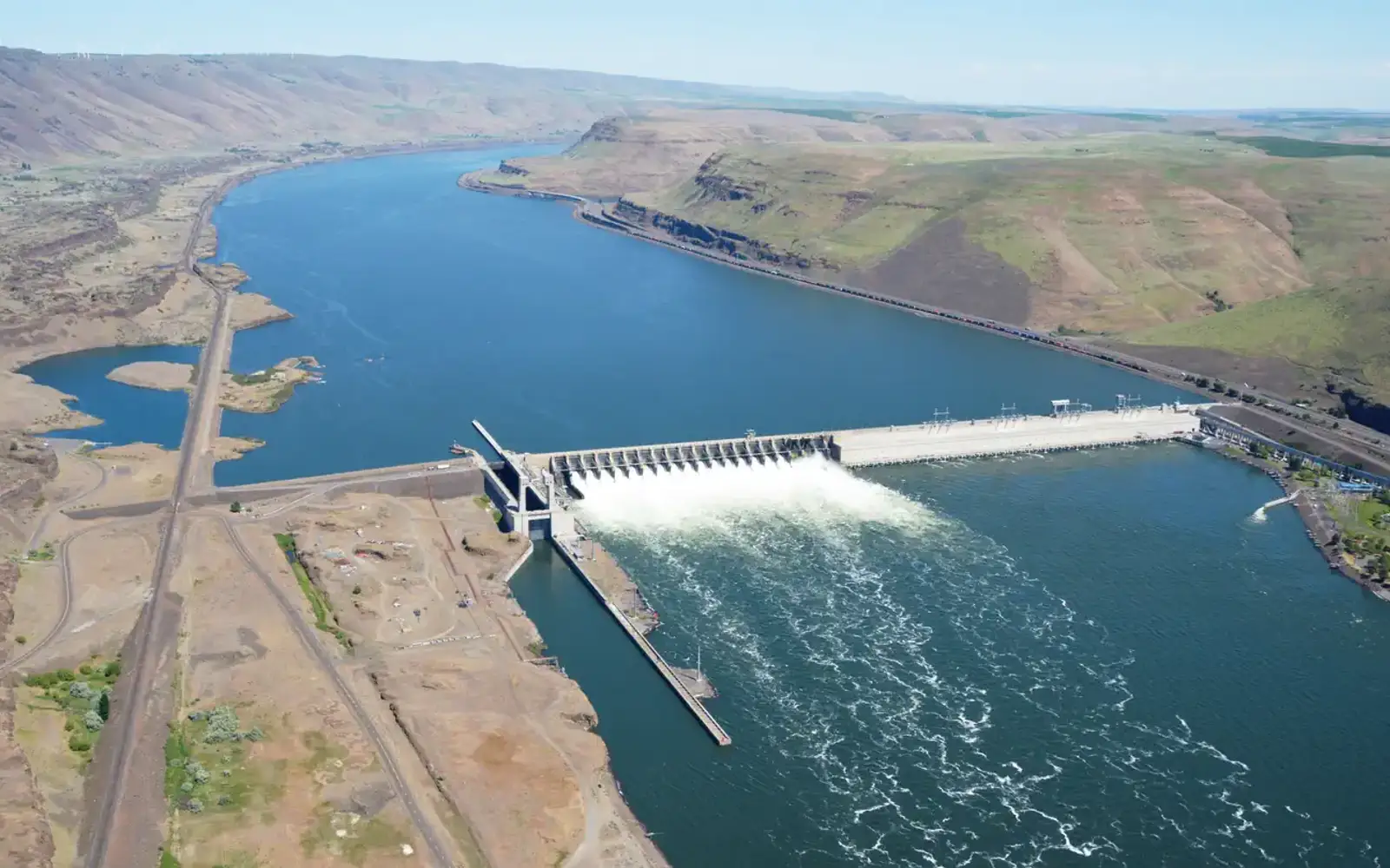 Aerial View of John Day Dam on the Columbia River
