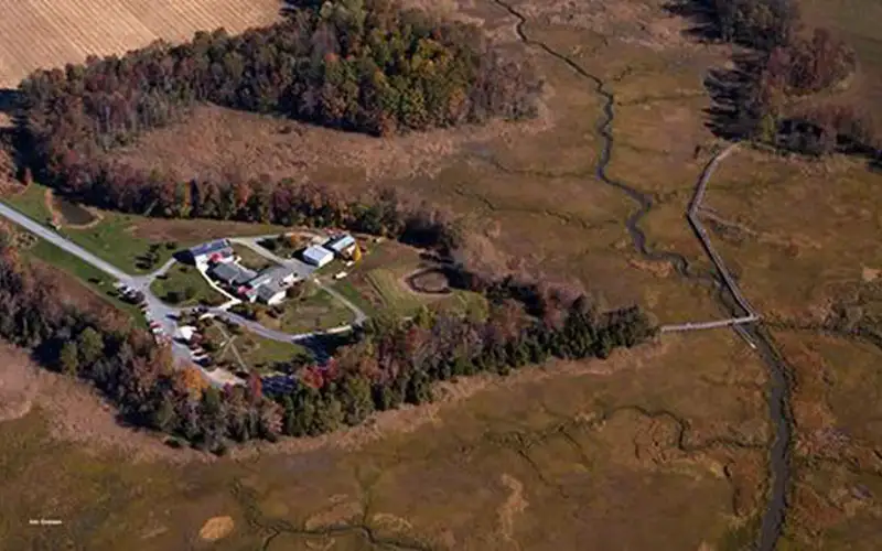 Aerial view of the Delaware National Estuarine Research Reserve, Delaware