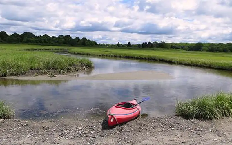 Resting kayak at Narragansett Bay National Estuarine Research Reserve, Rhode Island