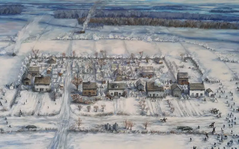 Painting of the Battle of the River Raisin