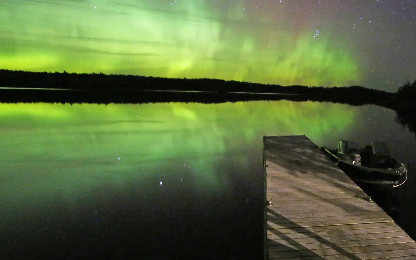 Northern Lights over Voyageurs National Park waters