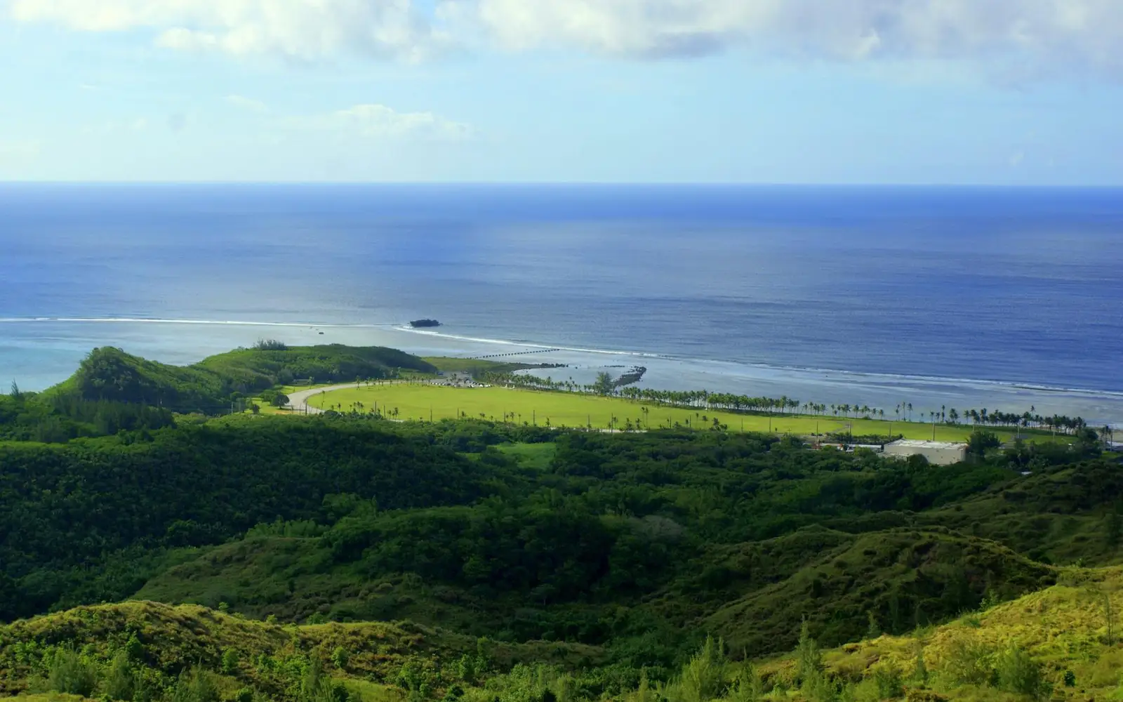 Mountain view down toward beach.